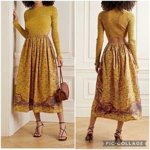 Ulla Johnson Dress NWT Marcellina MIDI Long Sleeve Dress in Tigers Eye Size 4